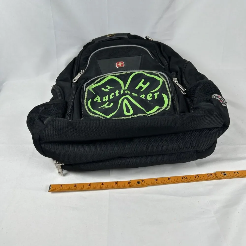 SwissGear 1900 ScanSmart TSA Laptop Backpack Black Custom Patch 4-H Auctioneer
